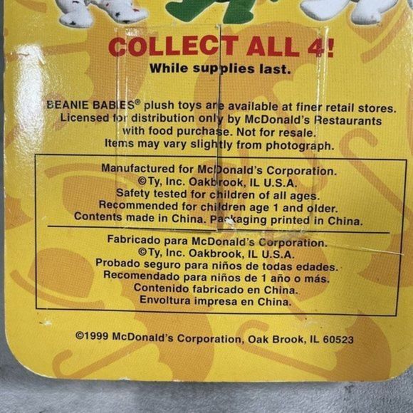 NEW Vtg Ty McDonalds Teenie Beanie 1999 Britannia The Bear RARE - Picture 5 of 5